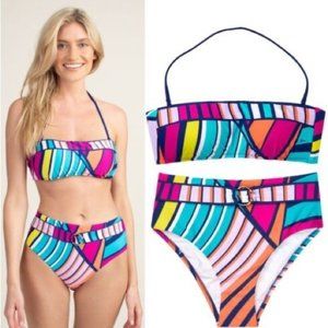🌸💐Trina Turk Catch a Wave High Waist Belted Bikini🌸💐 Sz 12